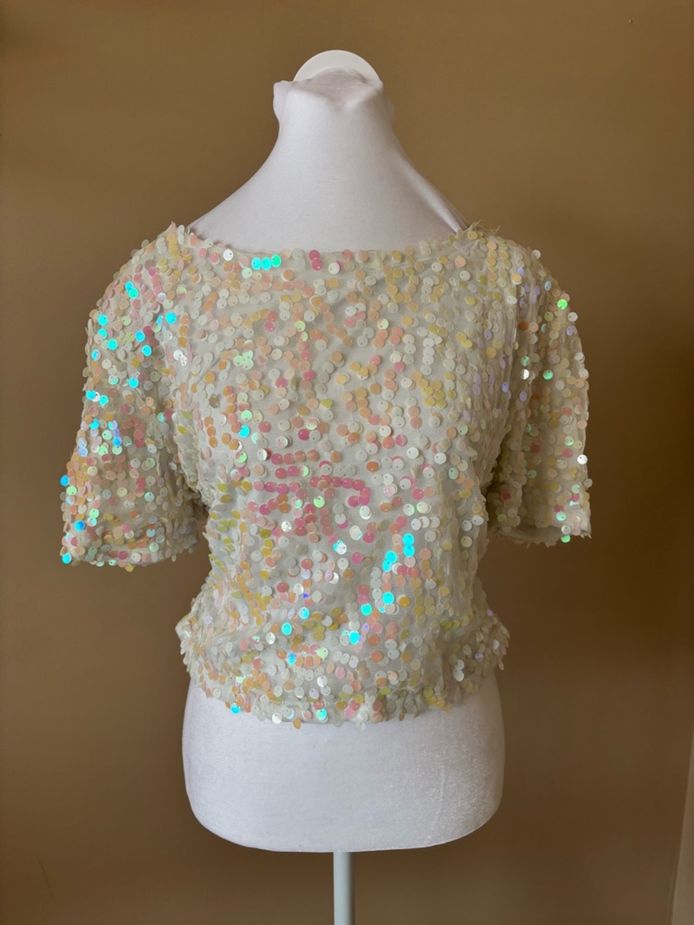 Iridescent Sequin Women Top - Ivory